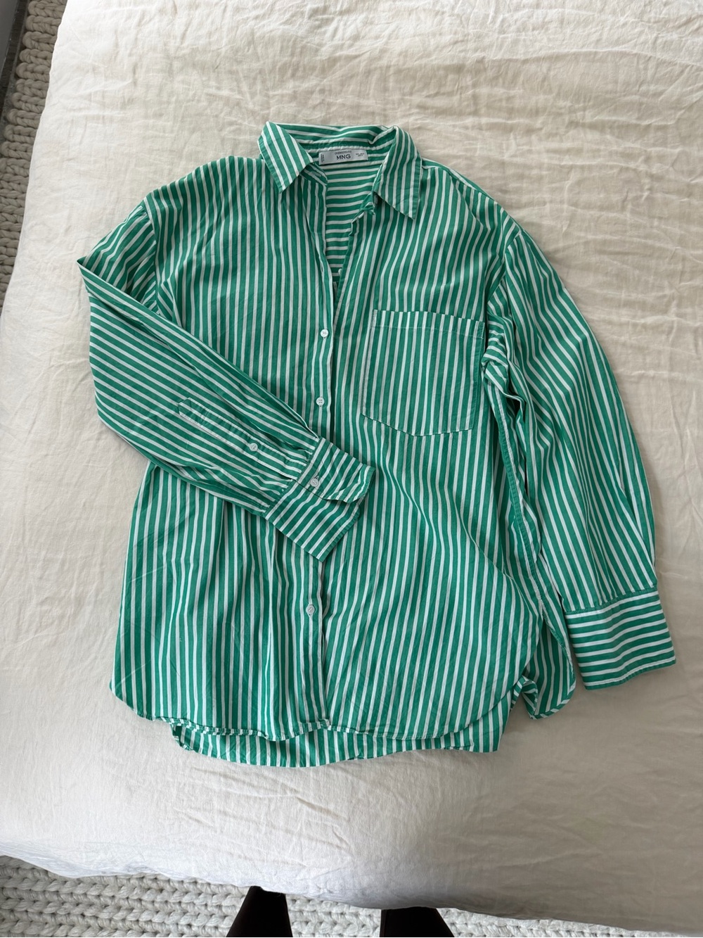 Green Striped Button-Up Shirt